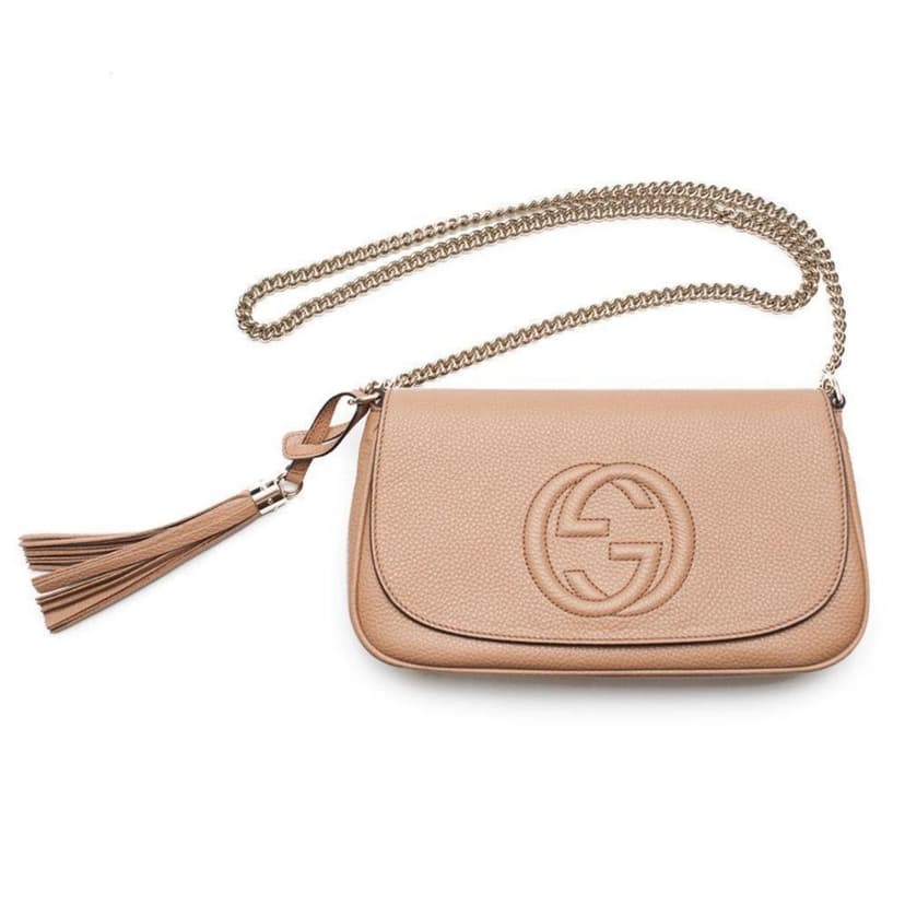 Gucci Gucci Soho Disco Beige GG Leather Tassel Chain Crossbody Flap Bag