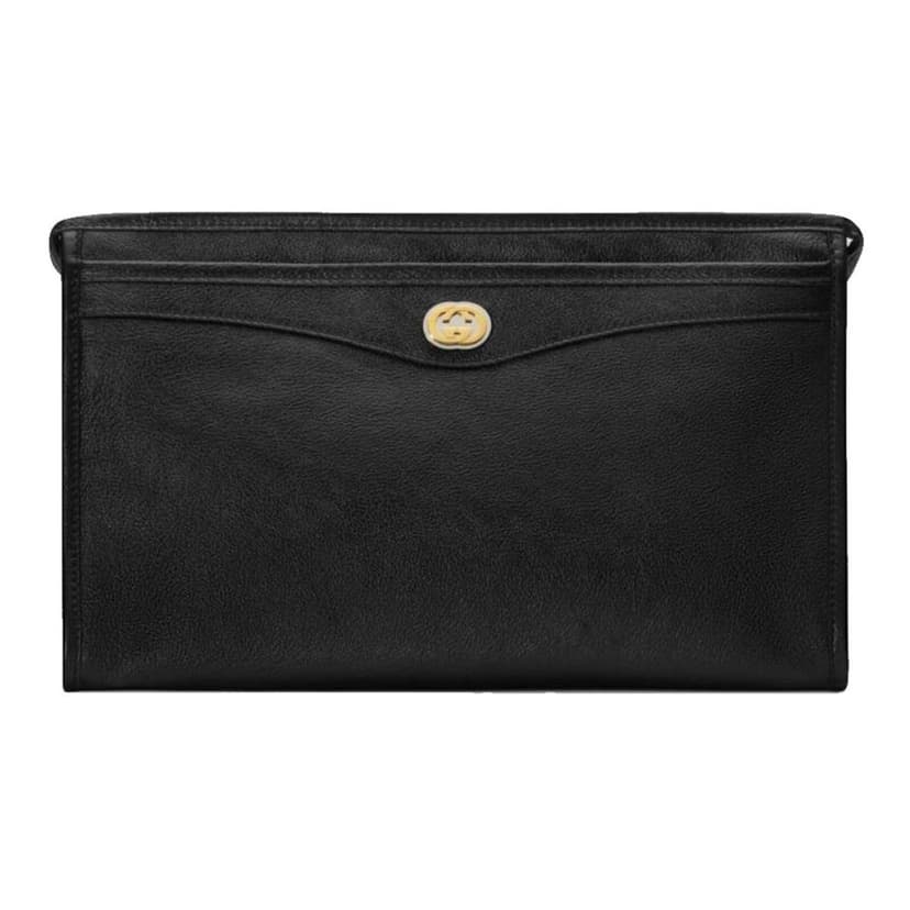 Gucci Gucci Morpheus Black Fluffy Calf Leather Cosmetic Pouch Bag