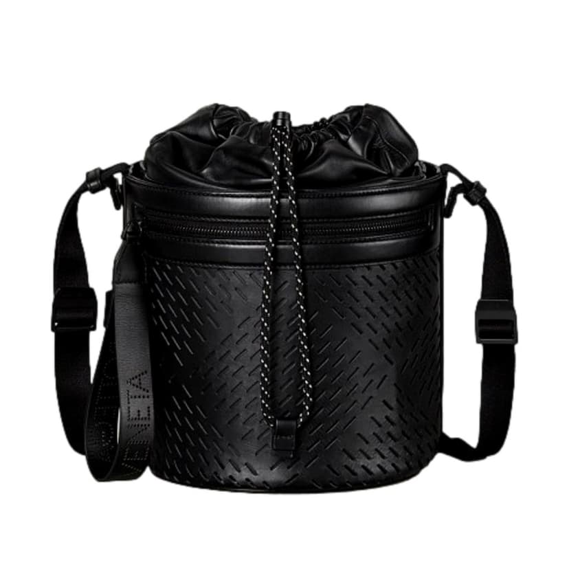 Bottega Veneta Bottega Veneta Perforated Black Nappa Leather Drawstring Bucket Crossbody Bag