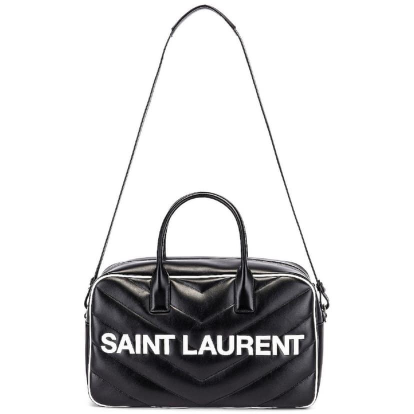 Saint Laurent Saint Laurent Miles Logo Black Calf Leather Duffel Bowling Bag