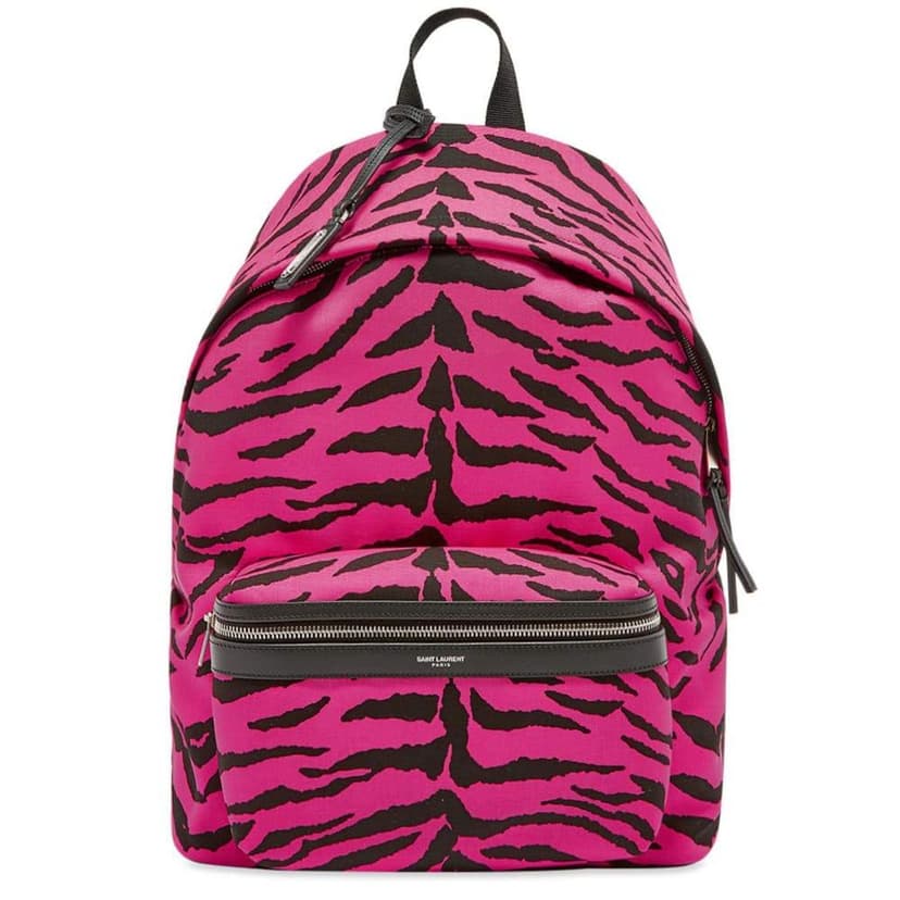 Saint Laurent Saint Laurent City Backpack Pink Zebra Print Cotton Leather Trim