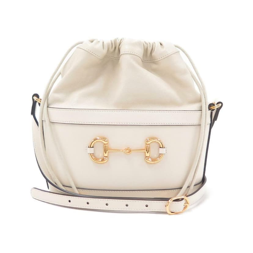 Gucci Gucci 1955 Horsebit White Leather Bucket Bag Drawstring Crossbody