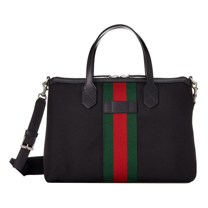 Gucci Gucci Techno Web Stripe Black Canvas Large Duffle Bag Crossbody Travel Bag