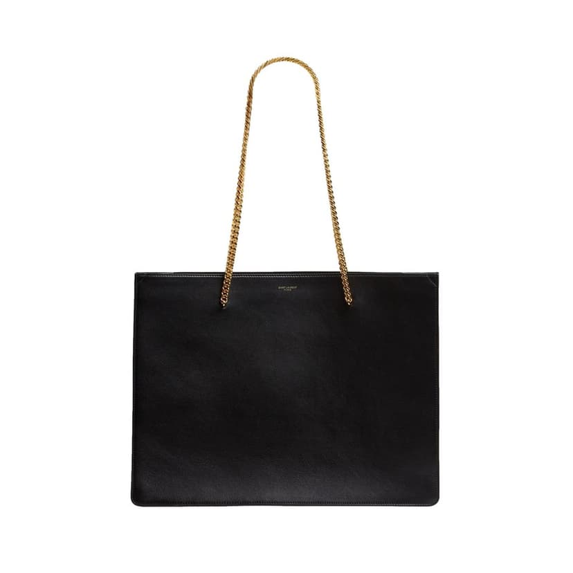 Saint Laurent Saint Laurent Siena Ultra Lux Black Calf Leather Chain Shoulder Tote Bag