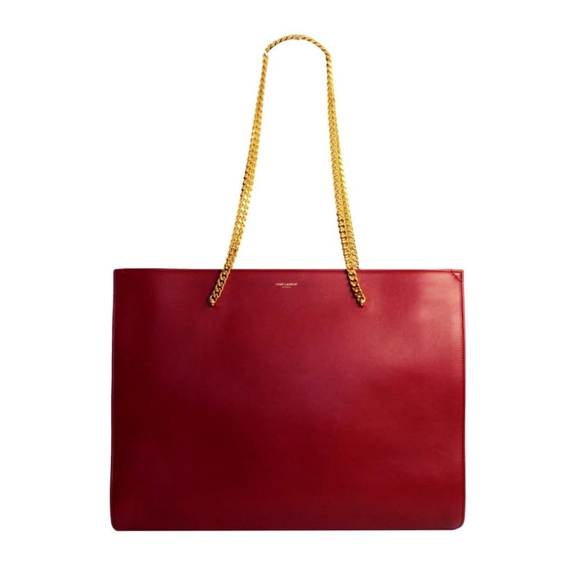 Saint Laurent Saint Laurent Siena Ultra Lux Red Calf Leather Chain Shoulder Tote Bag