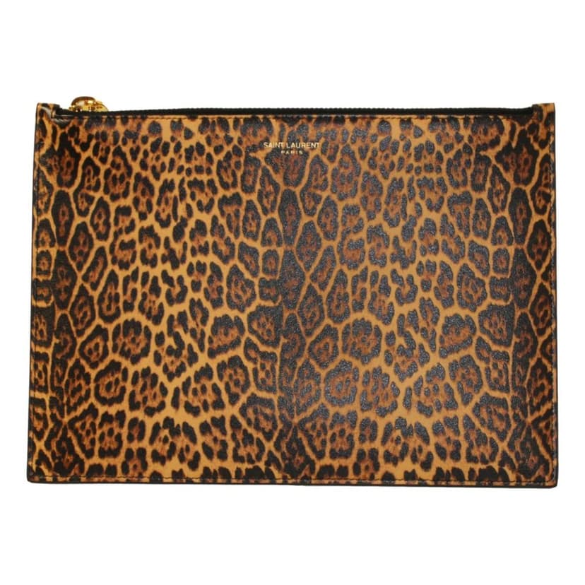Saint Laurent Saint Laurent Leopard Printed Calfskin Leather Medium Pouch