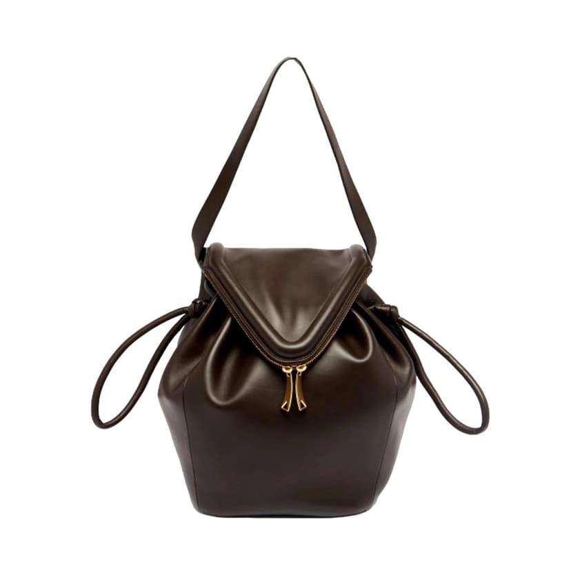 Bottega Veneta Bottega Veneta Beak Large Shoulder Bag Brown Calfskin Leather Designer Handbag