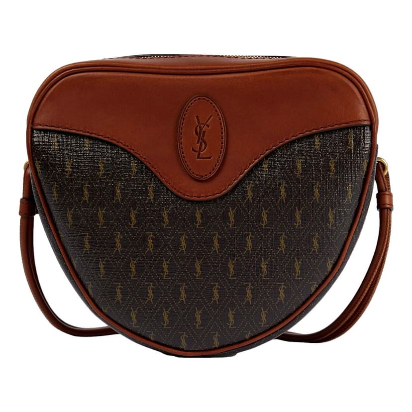 Saint Laurent Saint Laurent Coeur Monogram Brown Canvas Leather Small Crossbody Bag