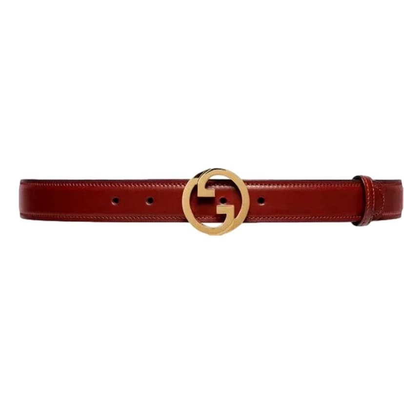 Gucci Gucci Blondie Leather Burgundy Gold Buckle Belt 105