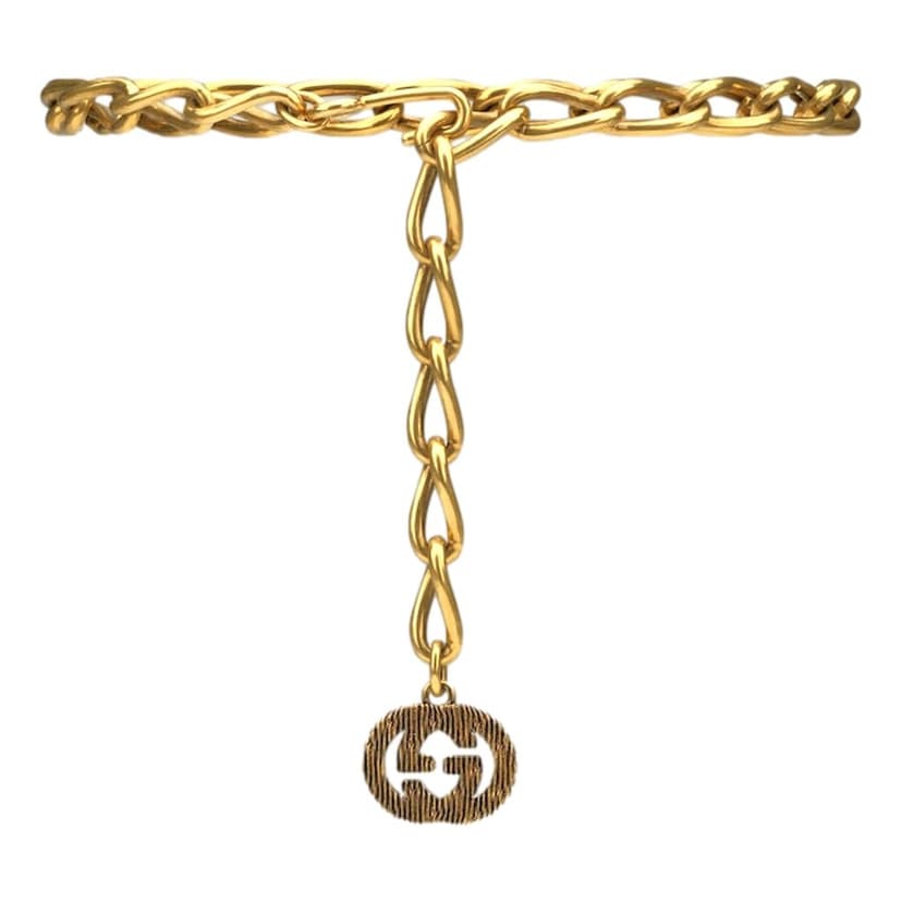 Gucci Gucci Antique Gold-Toned Metal Chain Waist Belt with Interlocking G Size 65