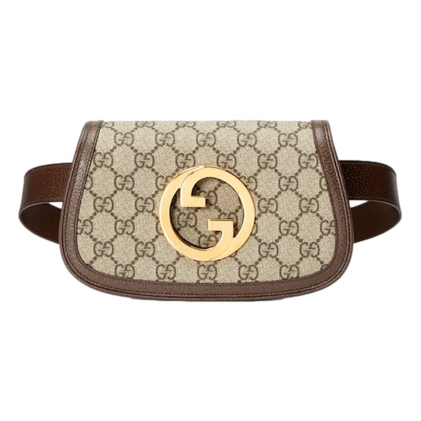 Gucci Gucci Blondie GG Supreme Canvas Brown Leather Belt Bag Size 65