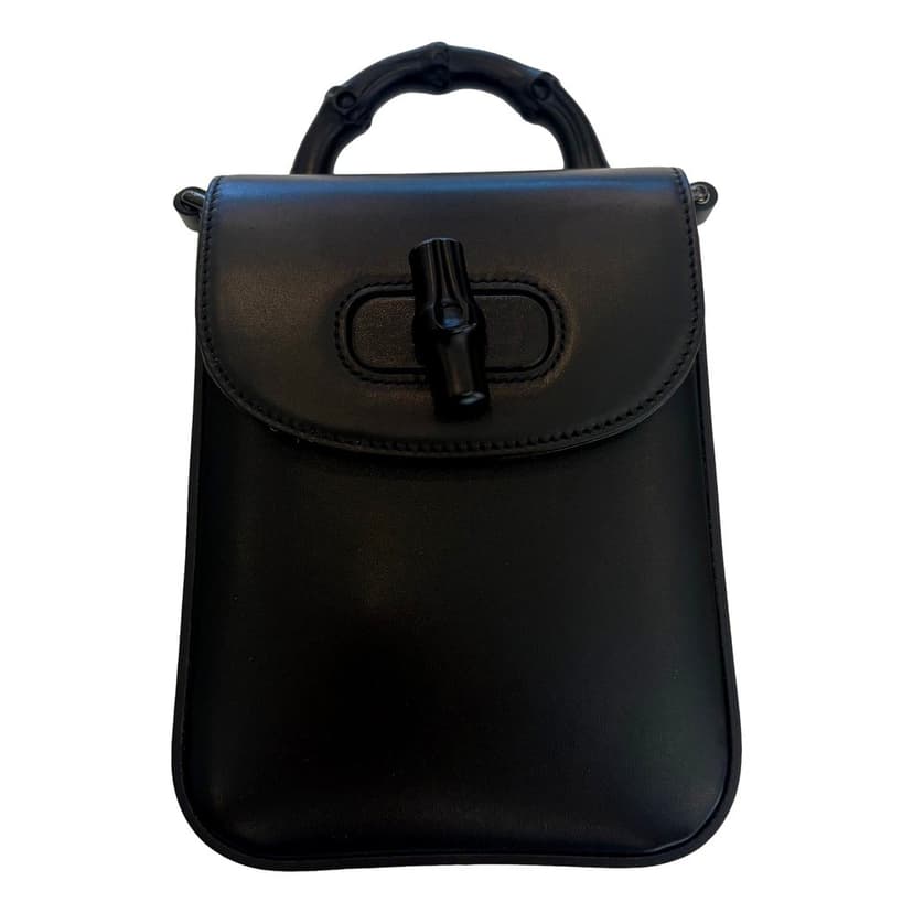 Gucci Gucci Bamboo 1947 Mini Black Leather Top Handle Crossbody Bag