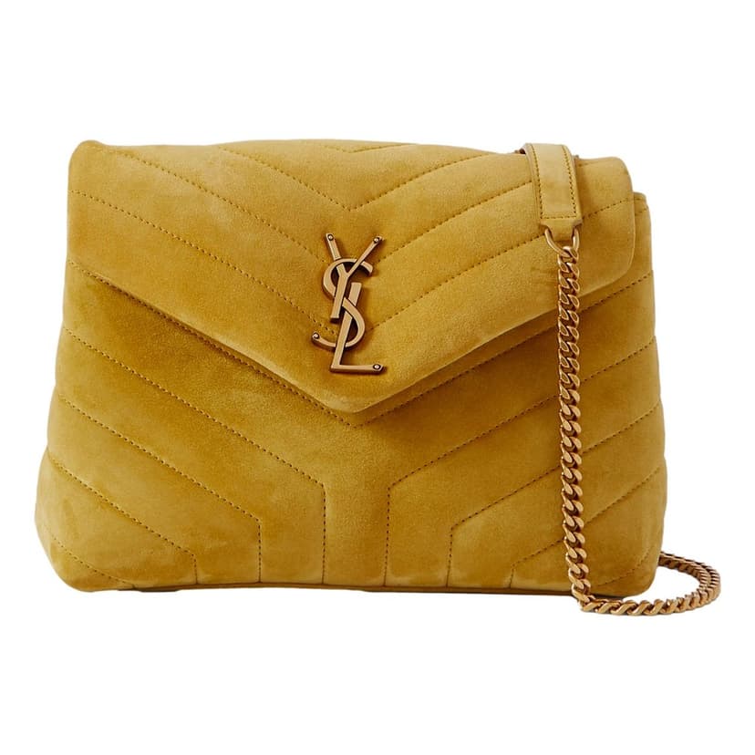 Saint Laurent Saint Laurent Loulou Monogram Chartreuse Suede Medium Shoulder Bag