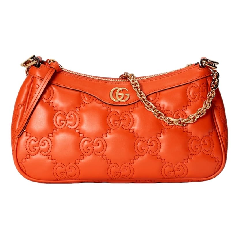 Gucci Gucci GG Quilted Matelassé Leather Mini Shoulder Bag In Orange