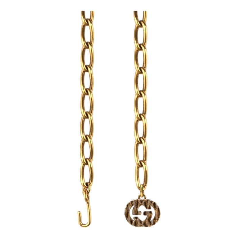 Gucci Gucci Antique Gold-Toned Metal Chain Waist Belt with Interlocking G Size 60