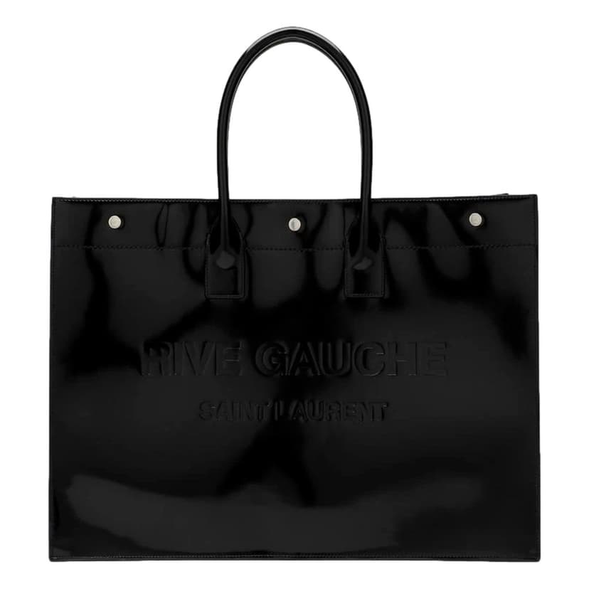 Saint Laurent Saint Laurent Rive Gauche Black Patent Leather Large Tote Bag