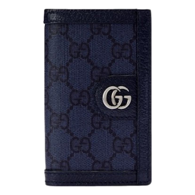 Gucci Gucci Ophidia Navy Blue Supreme Bifold Card Case Wallet