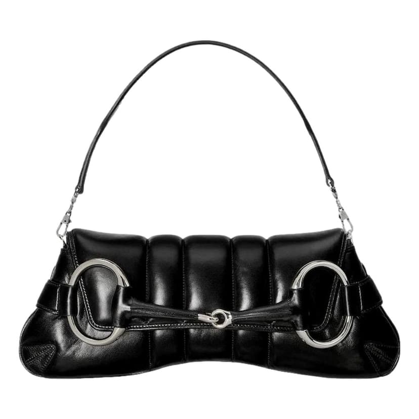 Gucci Gucci Horsebit Vertical Quilted Leather Medium Chain Shoulder Bag Black