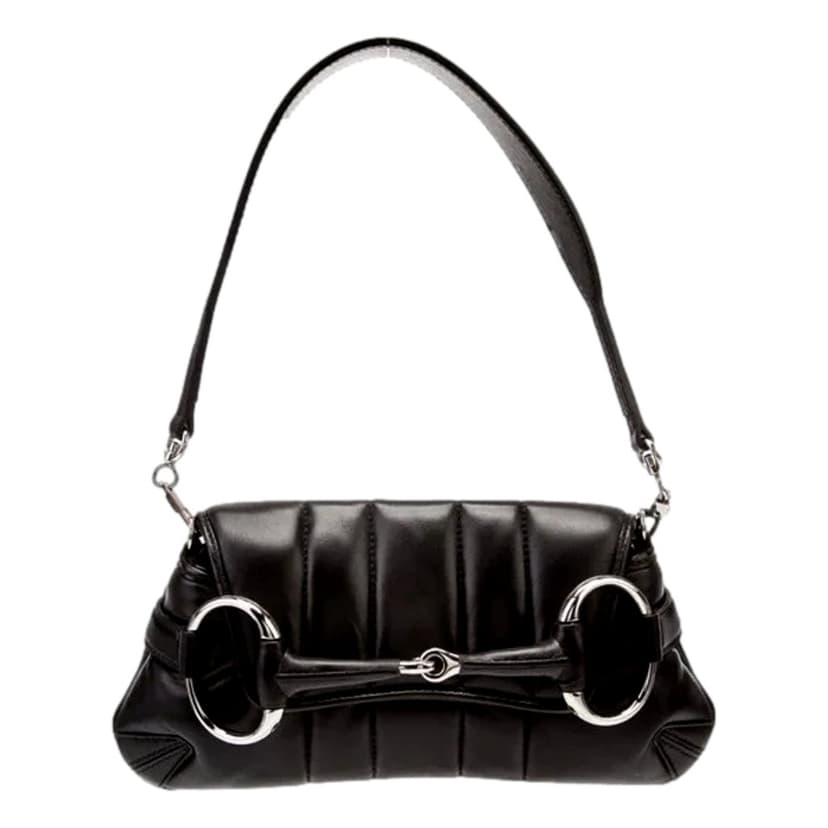 Gucci Gucci Horsebit Quilted Leather Small Chain Shoulder Bag Black