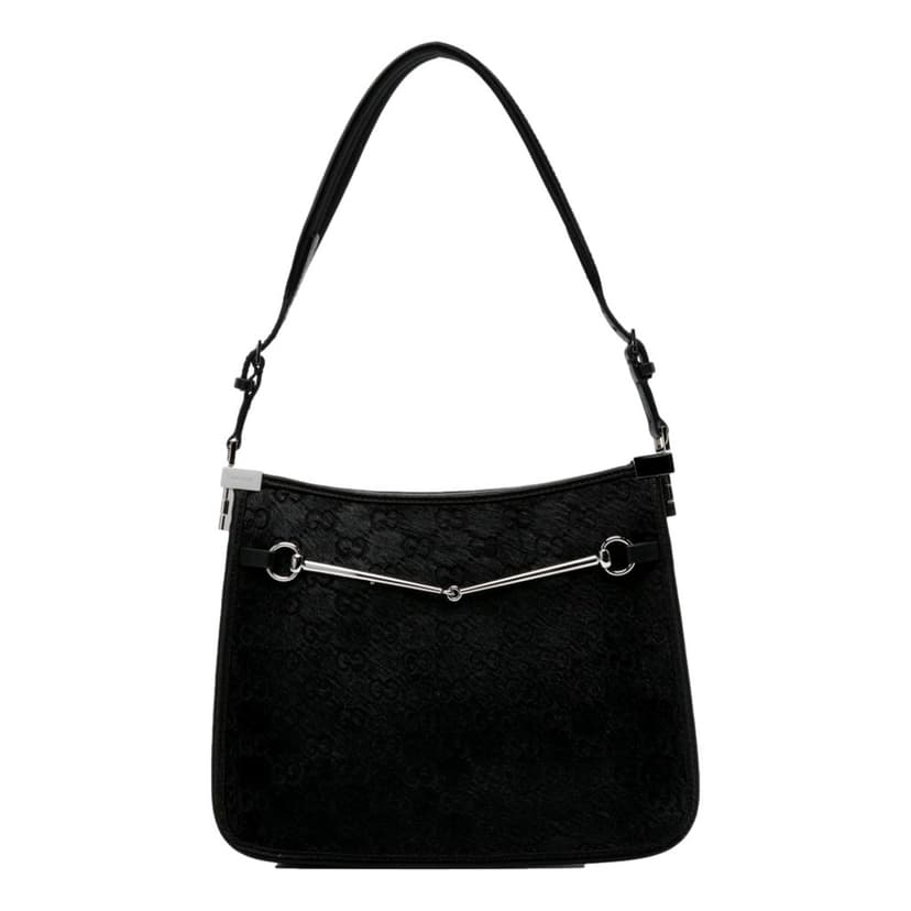 Gucci Gucci Horsebit Black Fur Slim Shoulder Bag