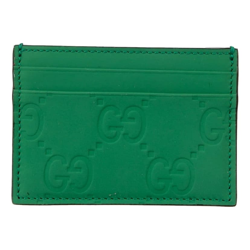 Gucci Gucci GG Leather Rubber Effect Green Card Holder Wallet