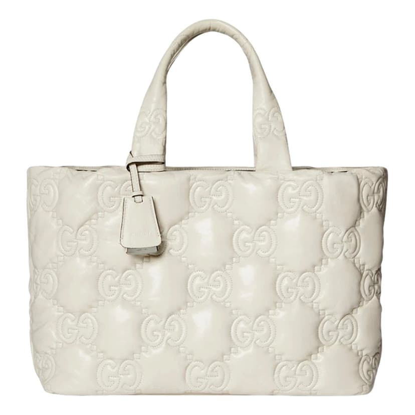 Gucci Gucci GG Guccissima Matelassé Leather Cream White Tote Bag