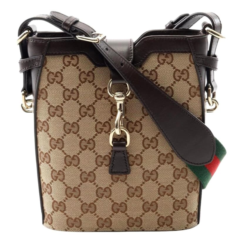 Gucci Gucci Original GG Canvas Beige Brown Webstripe Mini Bucket Bag