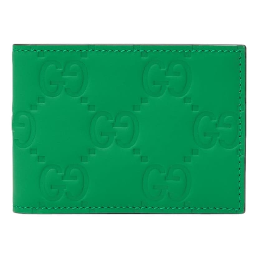Gucci Gucci GG Leather Green Rubber Effect Bifold Wallet