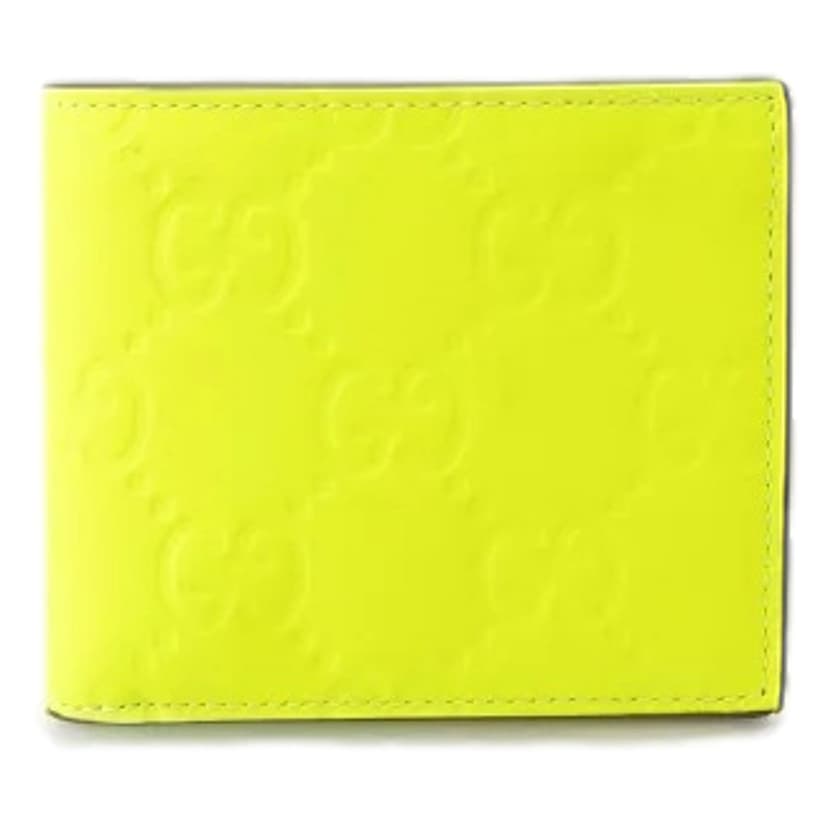 Gucci Gucci GG Leather Neon Yellow Rubber Effect Bifold Wallet