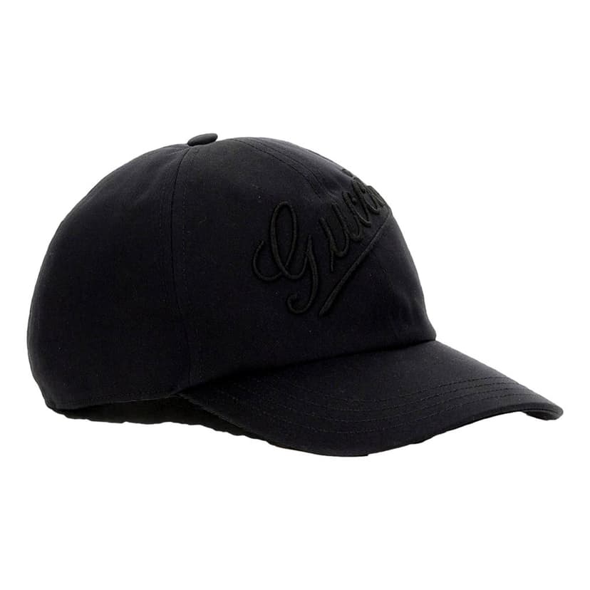Gucci Gucci Black Embroidered Logo Cotton Baseball Cap Medium