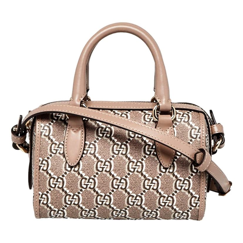 Gucci Gucci GG Shadow Monogram Canvas Leather Mini Bowler Bag Beige Black