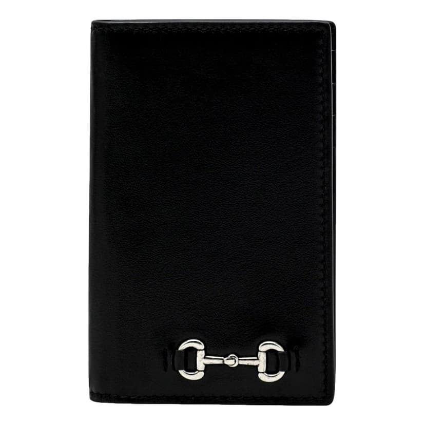 Gucci Gucci Horsebit Smooth Calfskin Leather Long Card Case Wallet in Black