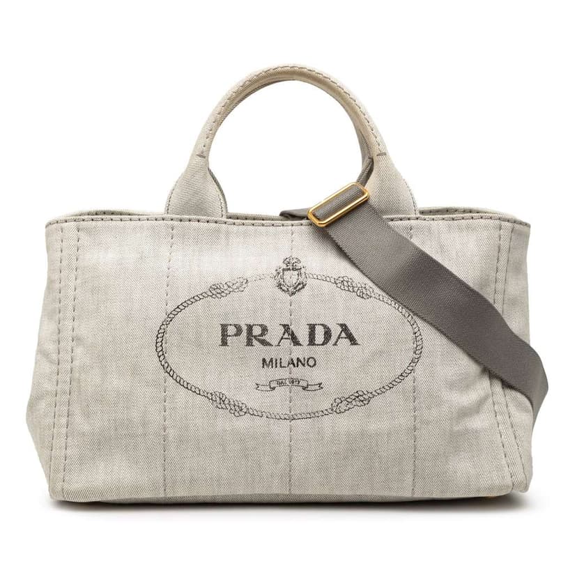 Prada Denim Canapa Logo Tote