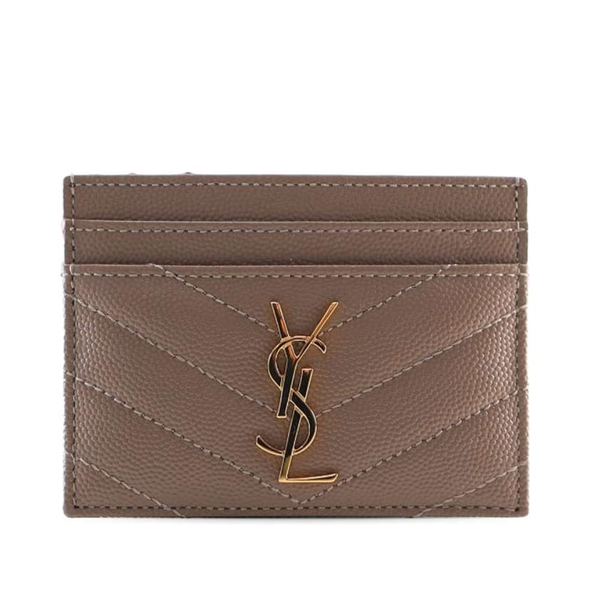 Saint Laurent Grain de Poudre Matelasse Chevron Cassandre Card Holder