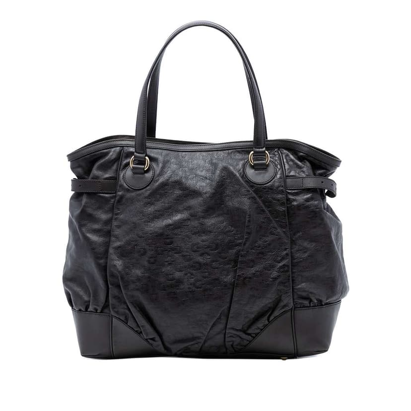 Gucci Embossed Leather Horsebit Full Moon Tote