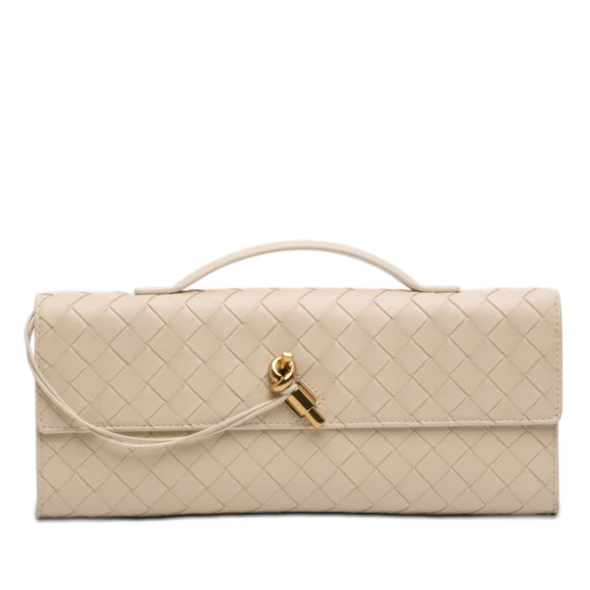 Bottega Veneta Lambskin Intrecciato Andiamo Clutch
