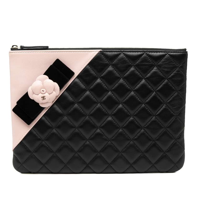 Chanel Medium Quilted Lambskin Camellia O Case Clutch