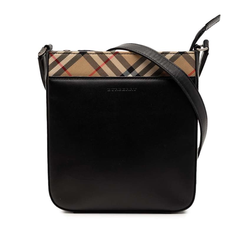 Burberry Nova Check Trimmed Leather Crossbody