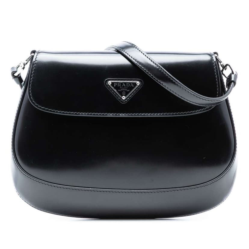 Prada Spazzolato Leather Cleo Flap Shoulder Bag