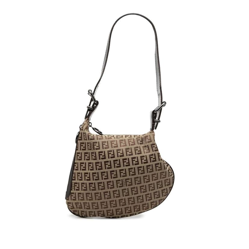 Fendi Zucchino Canvas Oyster Shoulder Bag