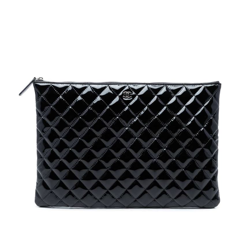 Chanel Large Quilted Patent O Case Clutch
