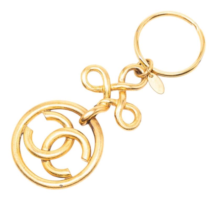 Chanel Gold Plated CC Medallion Key Ring Bag Charm