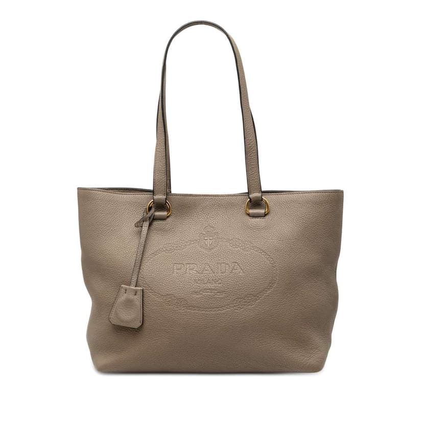 Prada Vitello Daino Canapa Logo Tote