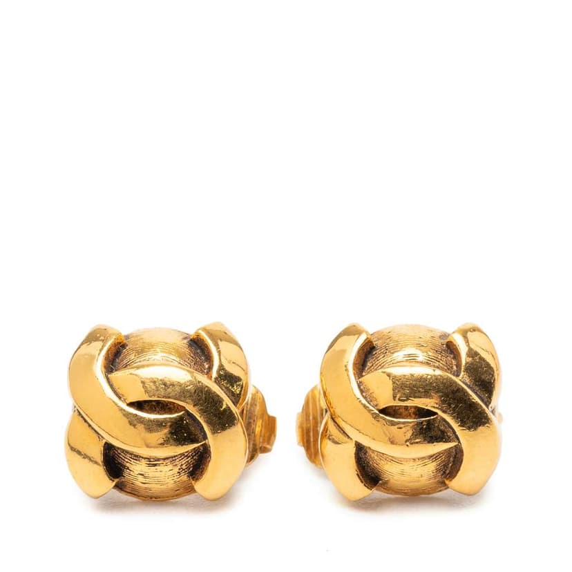 Chanel CC Gold Plated Round Clip On Earrings