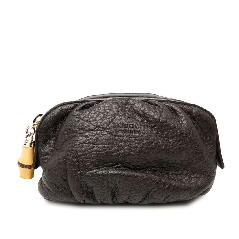Gucci Leather Bamboo Cosmetic Pouch