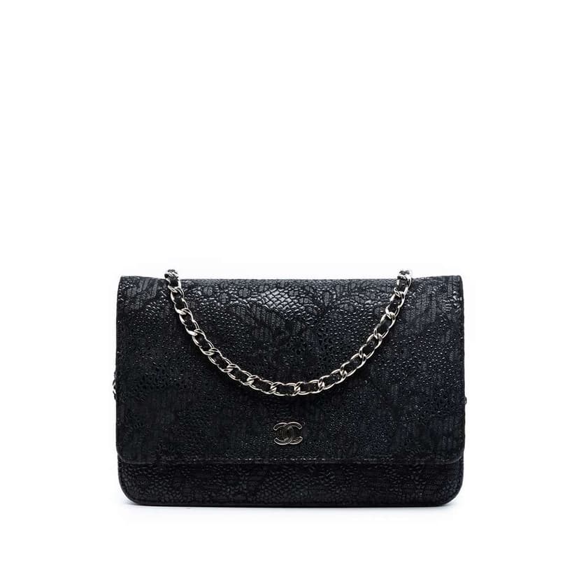 Chanel CC Lace Overlay Goatskin Wallet On Chain
