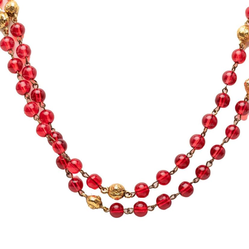 Chanel Gripoix Glass and Gold Plated Long Necklace
