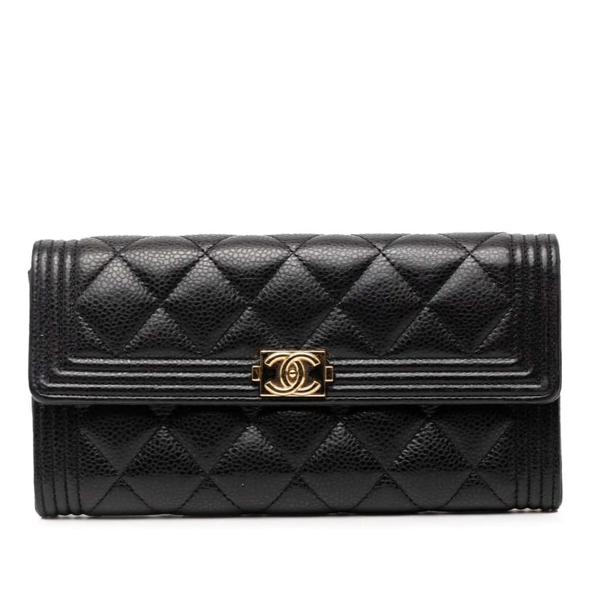Chanel Quilted Caviar Boy Long Wallet