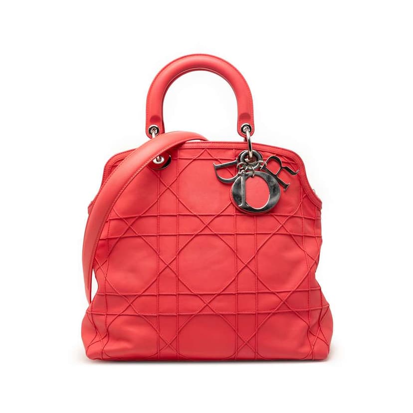 Dior Medium Lambskin Cannage Polochon Granville Satchel