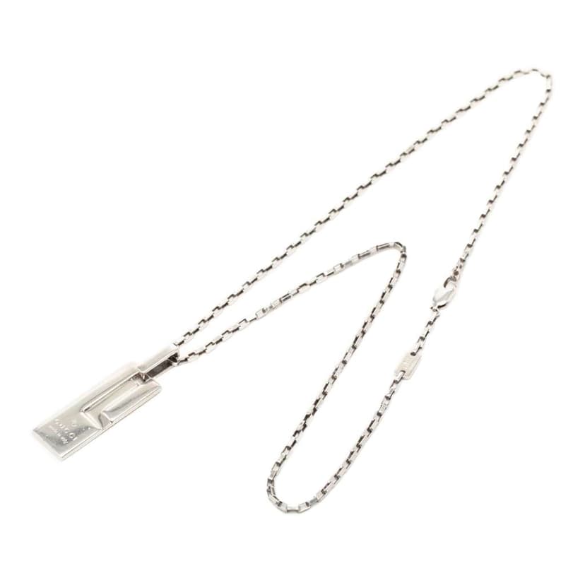 Gucci Sterling Silver G Plate Pendant Necklace
